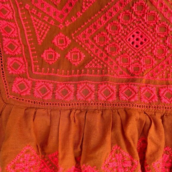 Anthropologie Rica Embroidered Top Size M Sleeveless Ruffled Cotton Easy Comfy - Picture 4 of 9